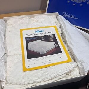 Vtg Bates George Washington's Choice Bedspread Twin Antique White Colonial